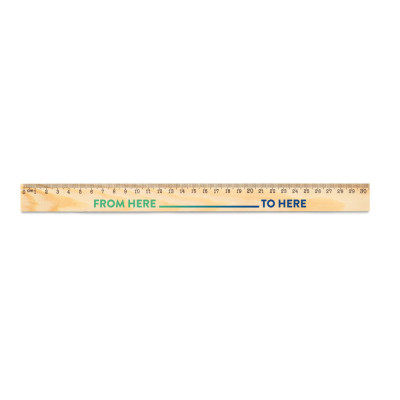 WESLEY 30. Pine wood ruler with 30 cm scale